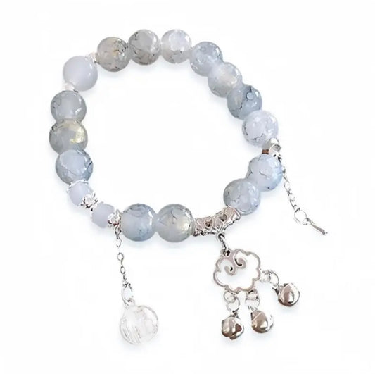 Auspicious Cloud Blessing Tassel Gradient Gray Bracelet