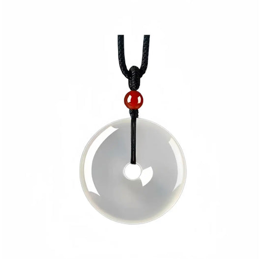 Natural Chalcedony Safety Button Necklace