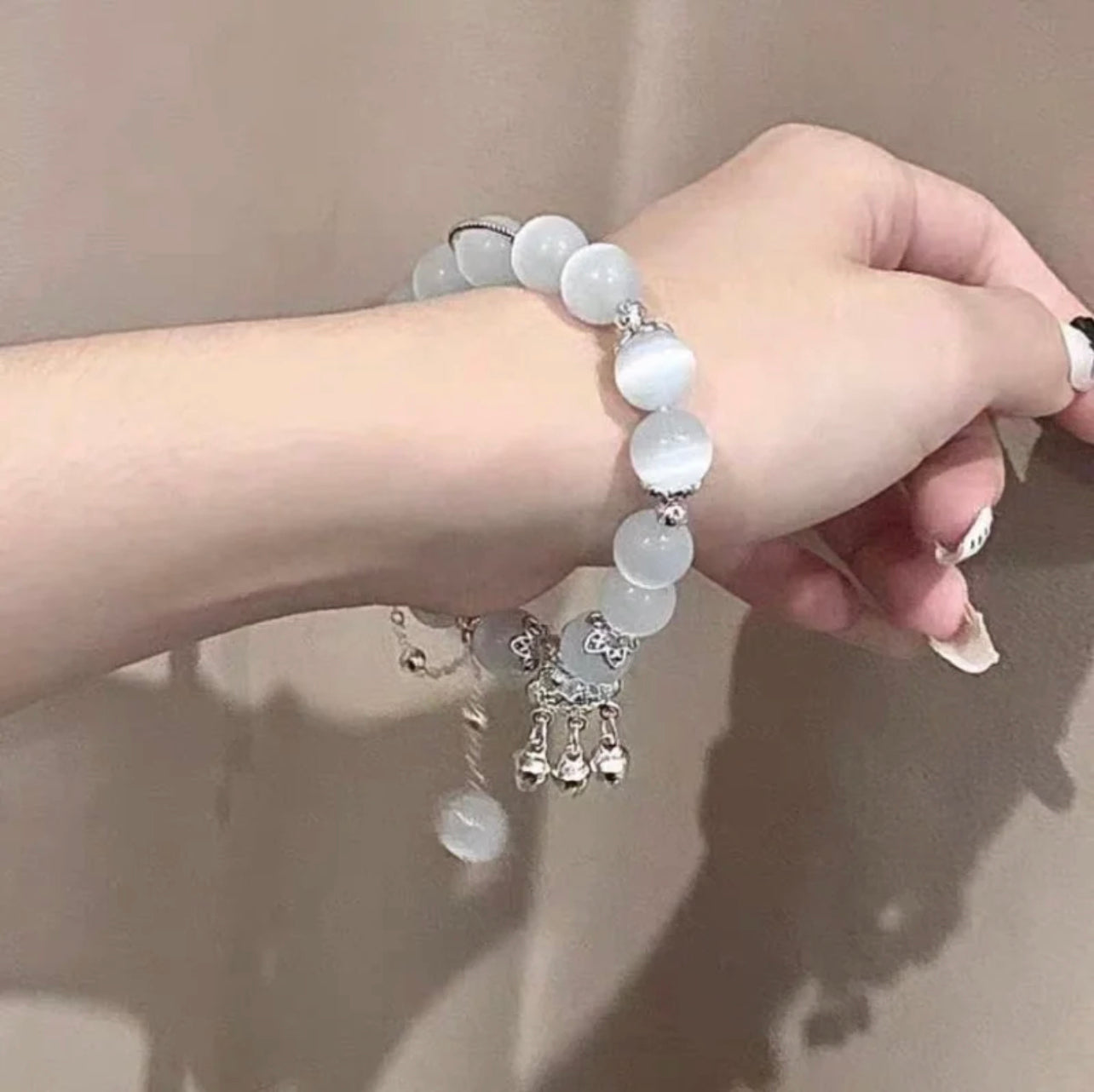 Safety Lock White Bead Bracelet