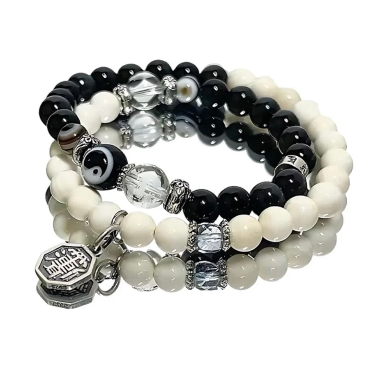 Taoist Bagua Black and White Double-Layer Bracelet