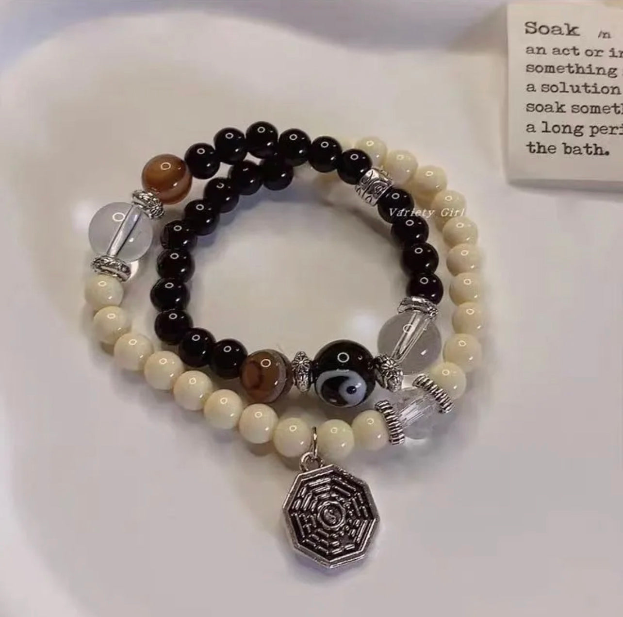 Taoist Bagua Black and White Double-Layer Bracelet